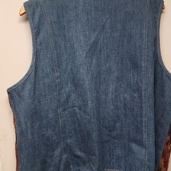 Vintage southwestern Denim Trimmed Multicolor Vest - Picture 6 of 8